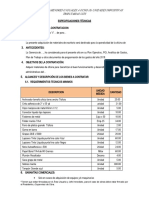 Especificaciones Tecnicas