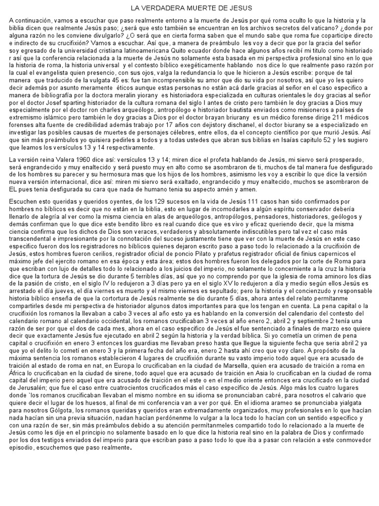 Revelaciones sobre la muerte de Jesús | PDF | Poncio Pilato | Crucifixión