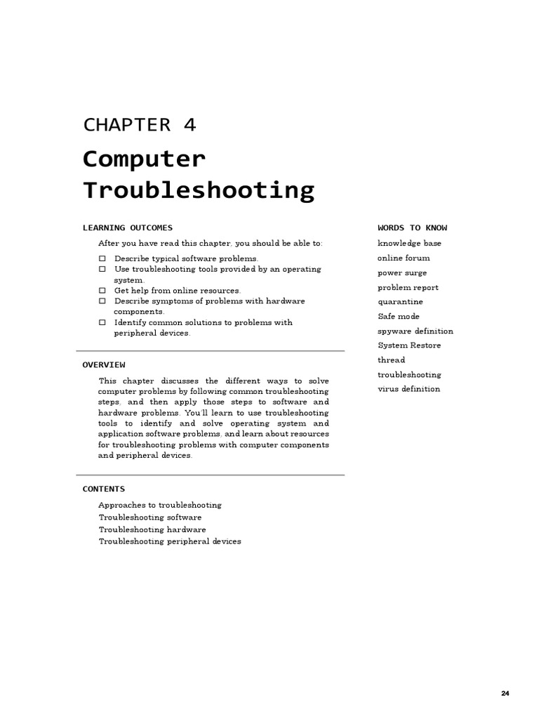 Computer Troubleshooting Learning Words To Know PDF