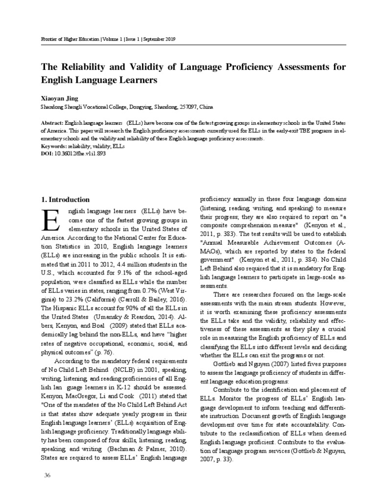 Validity of ELL Proficiency Assessments | PDF | No Child Left Behind ...