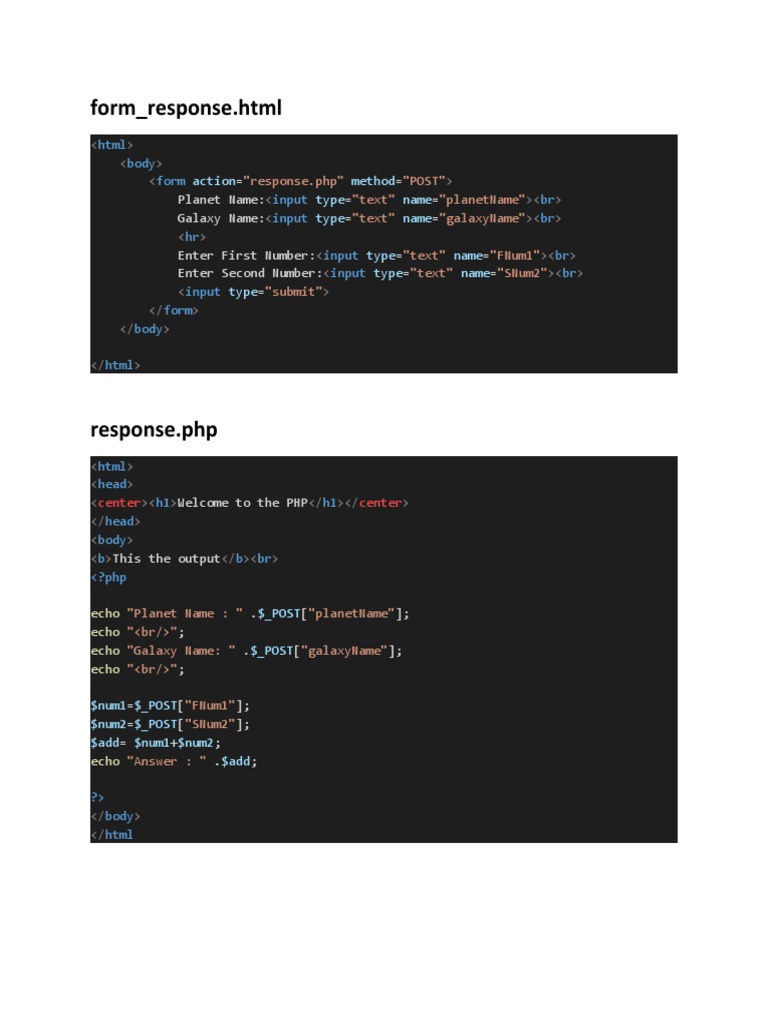 Form - Response - HTML: 
