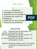 Curso Investigación: Temas, Evaluación y Textos