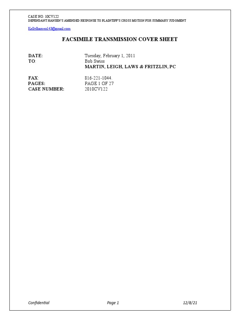 Defendant's Motion To Amend Response To Cross Motion For Summary ...