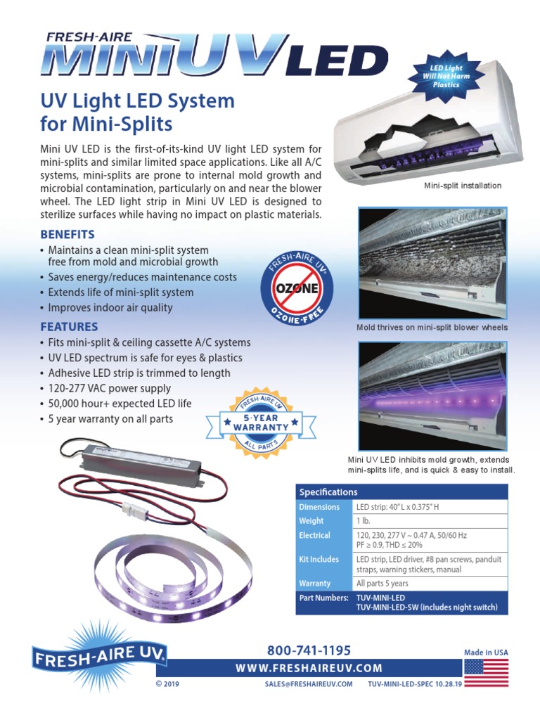 UV Light LED System For MiniSplits Benefits PDF Ultraviolet Air