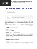 Irrevocable Corporate Purchase Order: Date: To