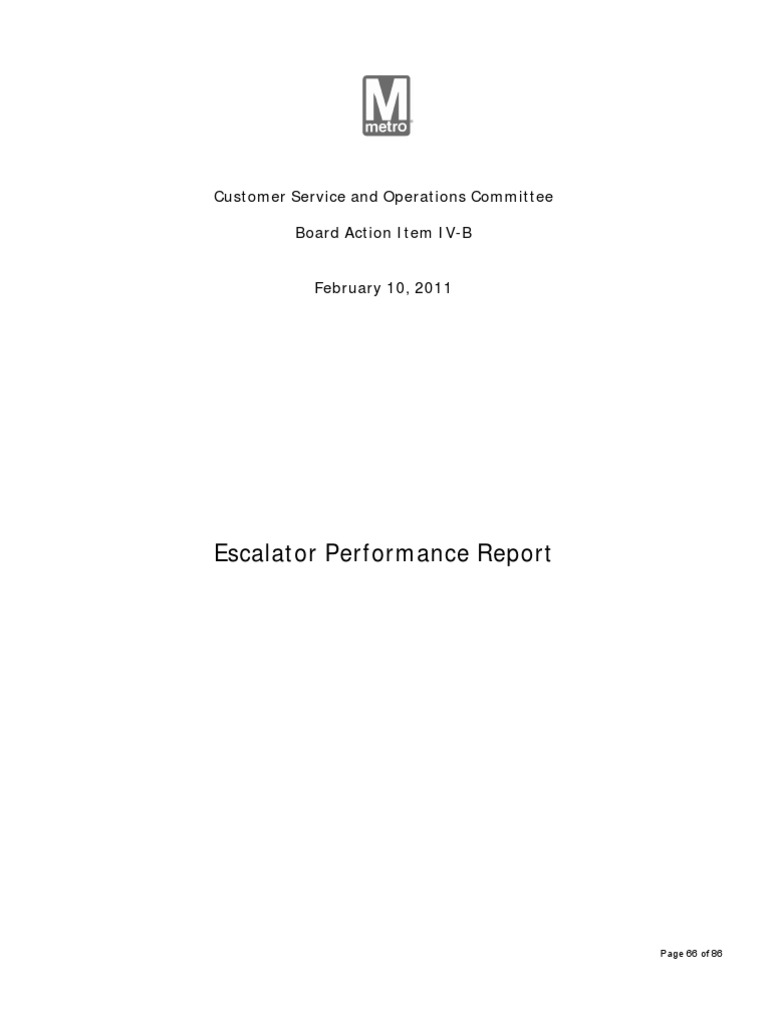 Escalator Performance Overview Report | PDF | Escalator | Reliability ...