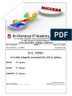 Sri Chaitanya IIT Academy JEE-Advance 2016 Paper 1 Model QP