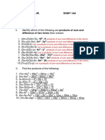 Nestor P. Bello Jr. BSMT-1A8: Products of Sum and Difference of Two Terms