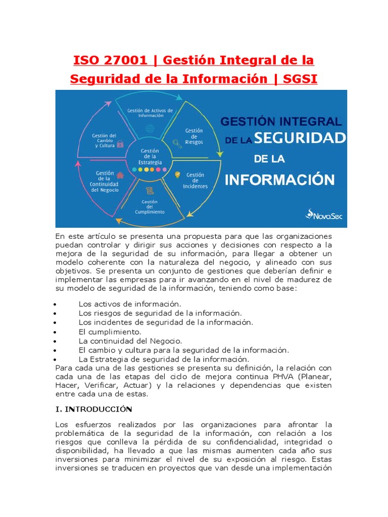 Gestión de Seguridad ISO 27001 | PDF | Seguridad de información | Seguridad