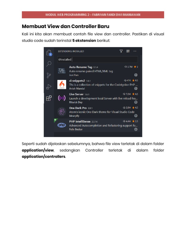 Membuat View dan Controller di CodeIgniter | PDF