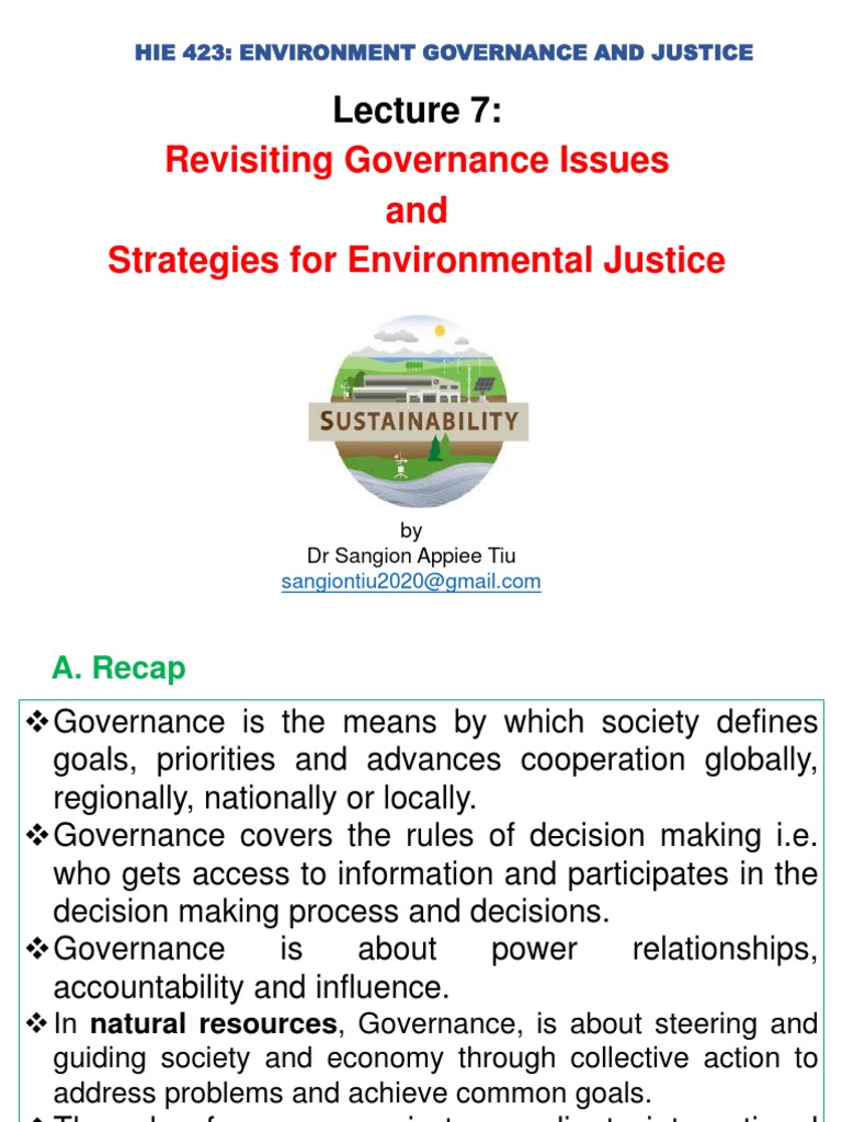 Revisiting Governance Issues and Strategies For Environmental Justice ...