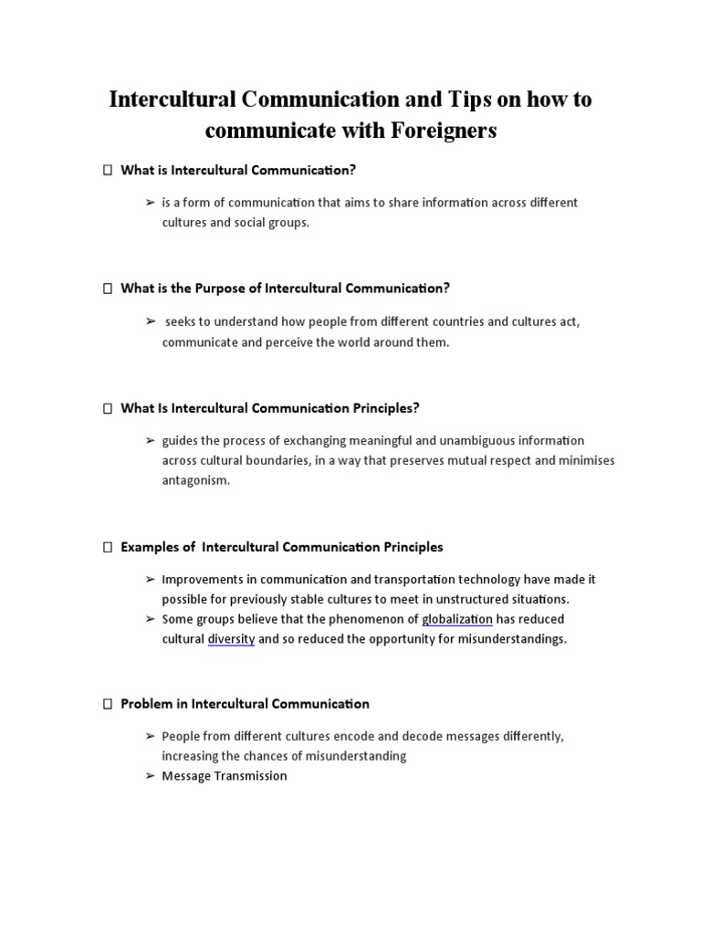 Intercultural Communication Tips Guide | PDF