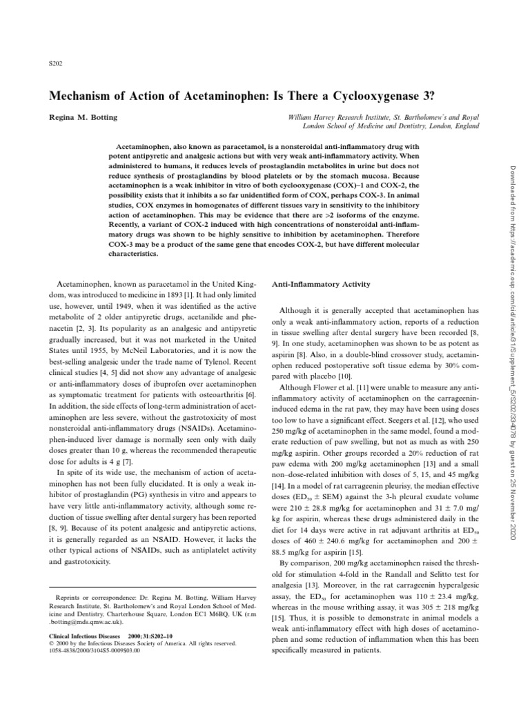 Mecanismo de acción del acetaminofén PDF Nonsteroidal Anti