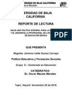 Universidad de Baja California Reporte de Lectura: Que Presenta