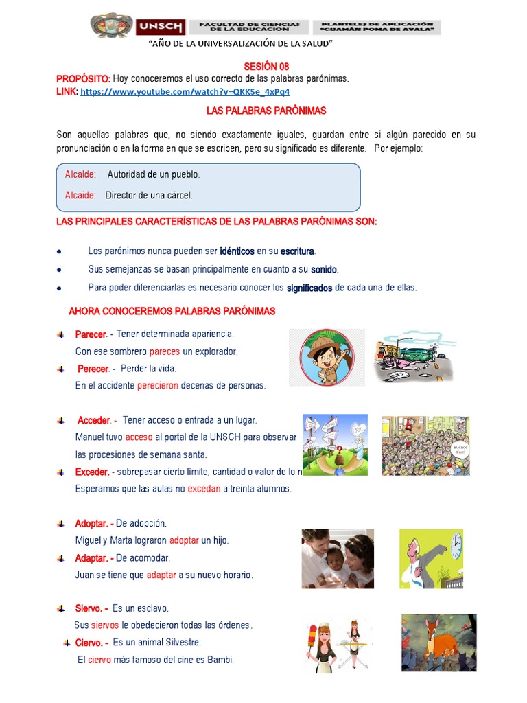 Uso y ejemplos de palabras parónimas | PDF