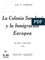 La Colonia San José y La Inmigración Europea PDF