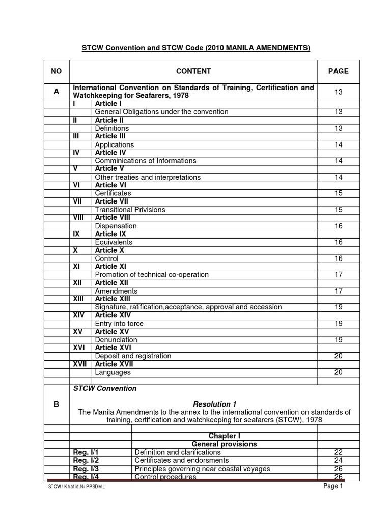 STCW Convention 2010 Manila Amendments | PDF | Sea Captain | Water ...