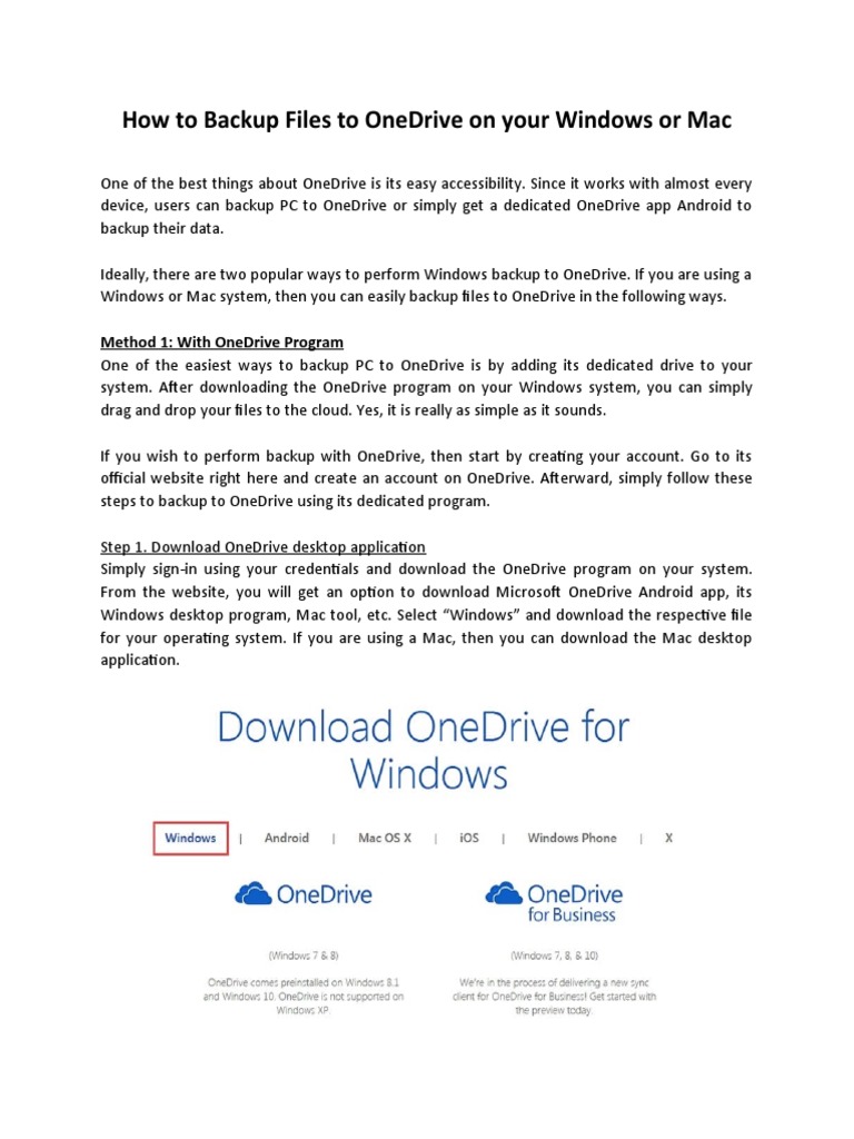 How To Backup Files To OneDrive On Your Windows | PDF | Computer File ...