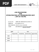 Job Procedure FOR Hydrotesting of Underground Mov (Api 6D Valve)