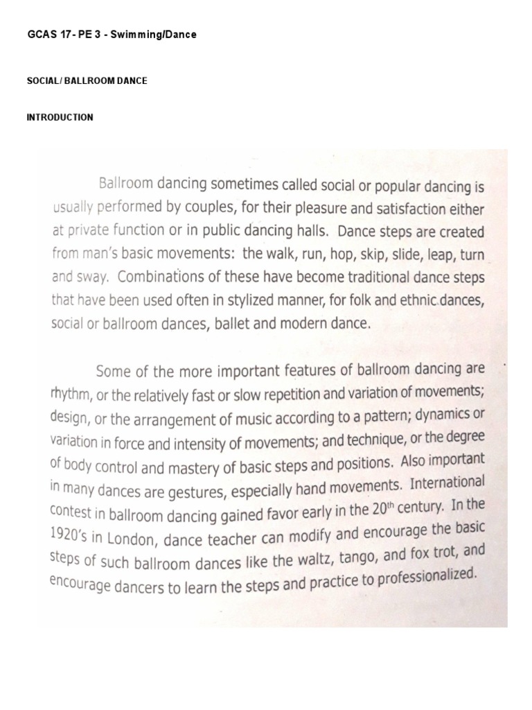 GCAS 17: Swimming & Dance Guide | PDF