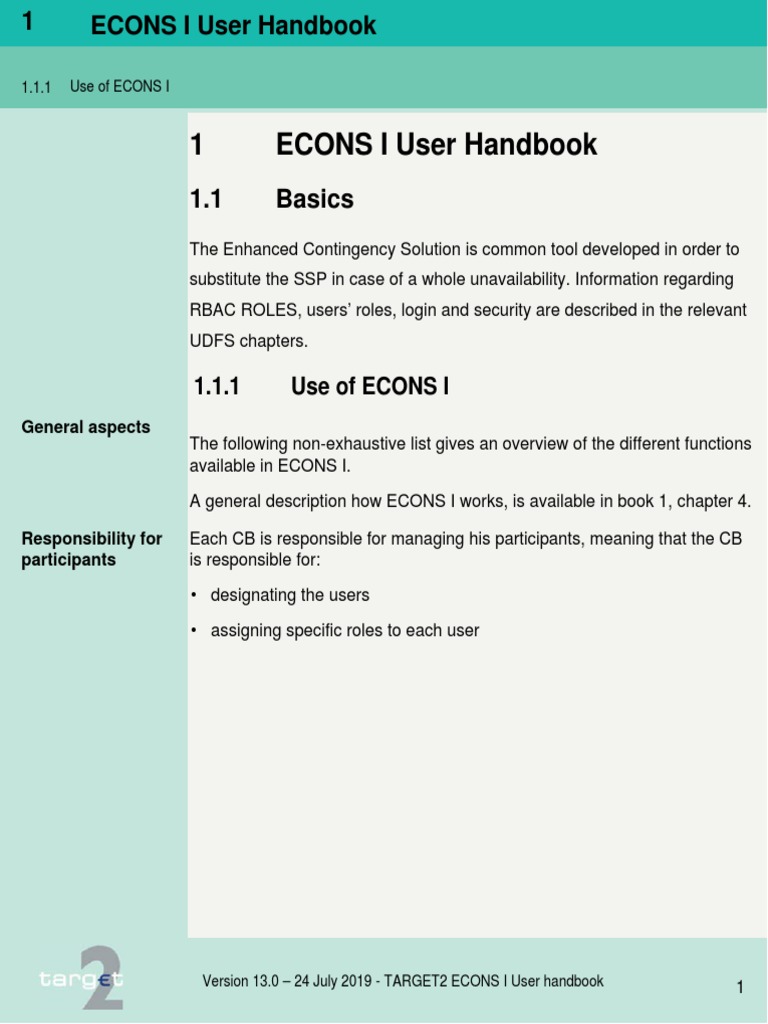 ECONS I User Handbook Overview | PDF | Financial Transaction | User ...