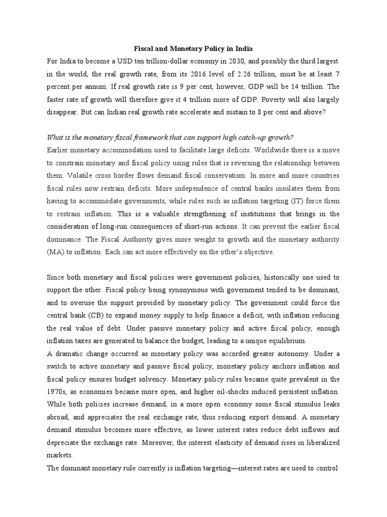 Fiscal and Monetary Policy | PDF | Fiscal Policy | Inflation