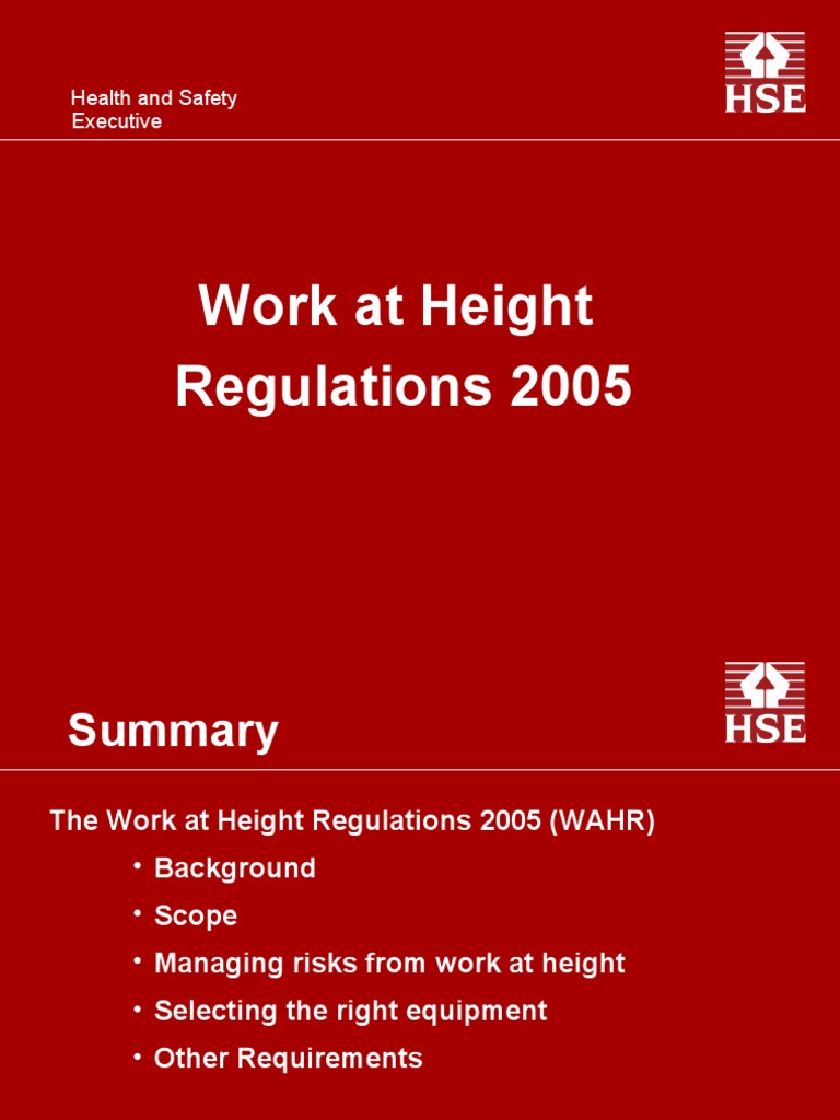 Work at Height HSE | PDF | Occupational Safety And Health | Risk