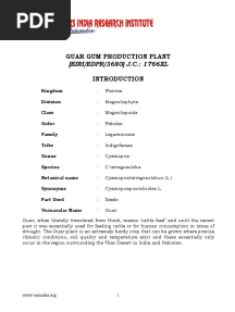 Project Report On Guar Gum Production Plant