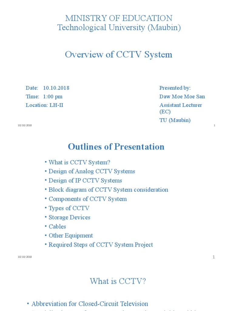 Overview of CCTV System Design | PDF | Closed Circuit Television ...