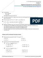 Grade 7 Algebra-Expressions and Equations: Answer The Questions