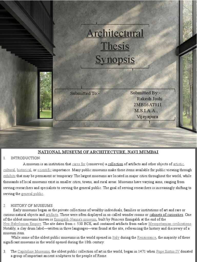 Rakesh Joshi Thesis Synopsis (NEW) PDF Hospital Museum