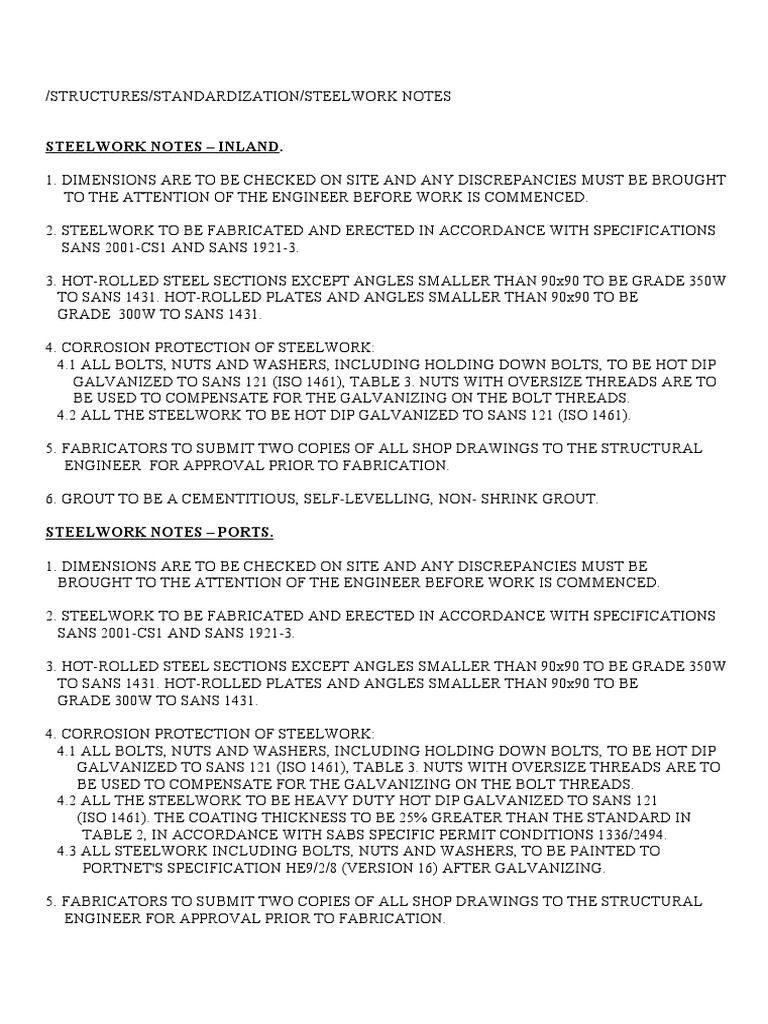 Steelwork Notes - Inland | PDF | Galvanization | Washer (Hardware)