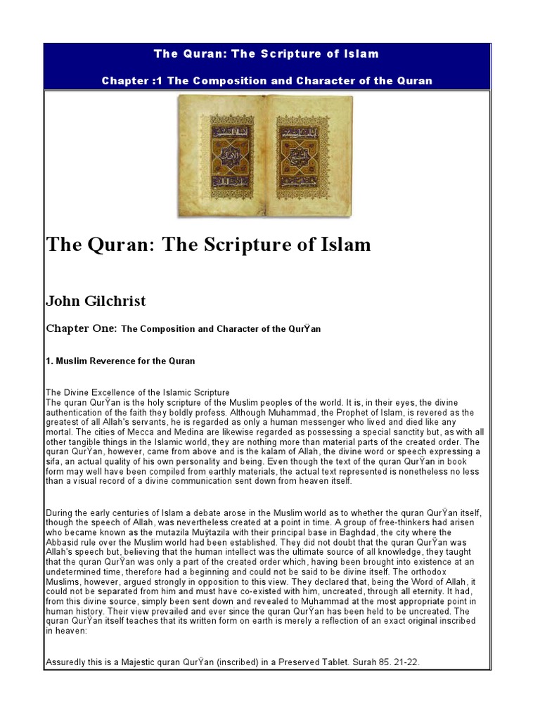 The Quran The Scripture of Islam John Gilchrist PDF Surah Quran