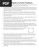 Using Algebra To Solve Problems Activity Sheet