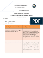 Rizal Technolgical University: The Teacher and The Community, School Culture and Organizational Leadership