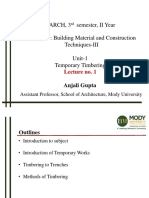 Barch, 3 Semester, II Year: Building Material and Construction Techniques-III Unit-1 Temporary Timbering