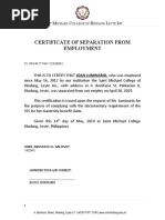 Certificate of Separation From Employment SSS