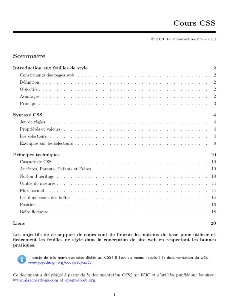 Cours Css PDF | PDF | Feuilles de style en cascade | Html