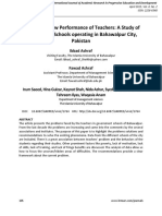 Reasons For Low Performance of Teachers A Study of Government Schools Operating in Bahawalpur City, Pakistan