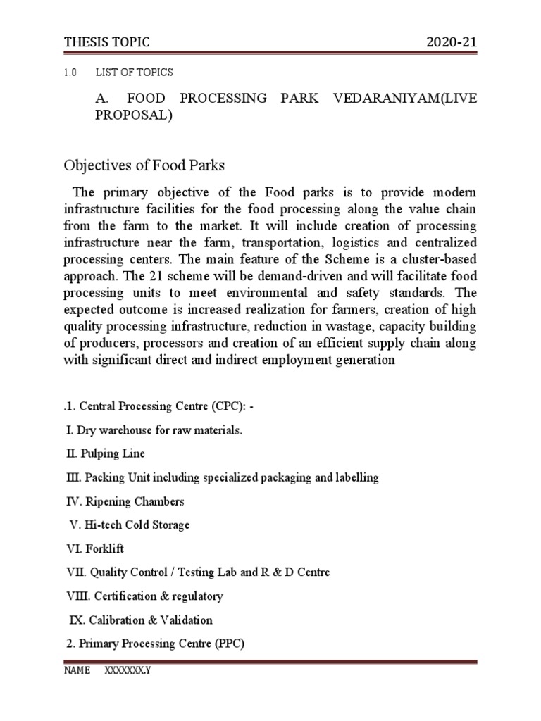 Food Processing Park PDF Foods Logistics