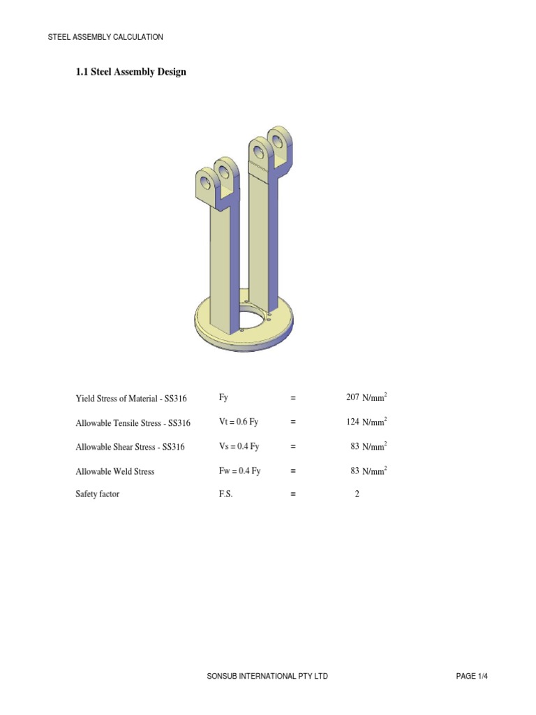 Design Calculation Pin | PDF | Bending | Ultimate Tensile Strength