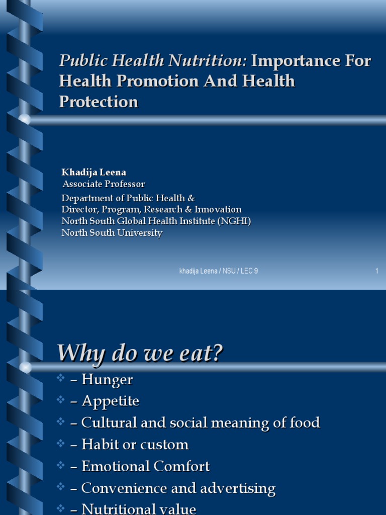 Role of Nutrition in Public Health | PDF | Nutrients | Carbohydrates