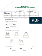 KG English assessment worksheet