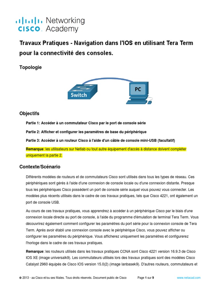 2.3.8 Lab - Navigate The Ios by Using Tera Term For Console ...