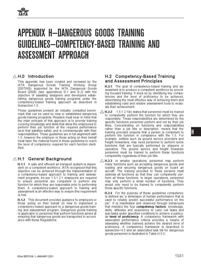 Appendix H-Dangerous Goods Training Guidelines-Competency