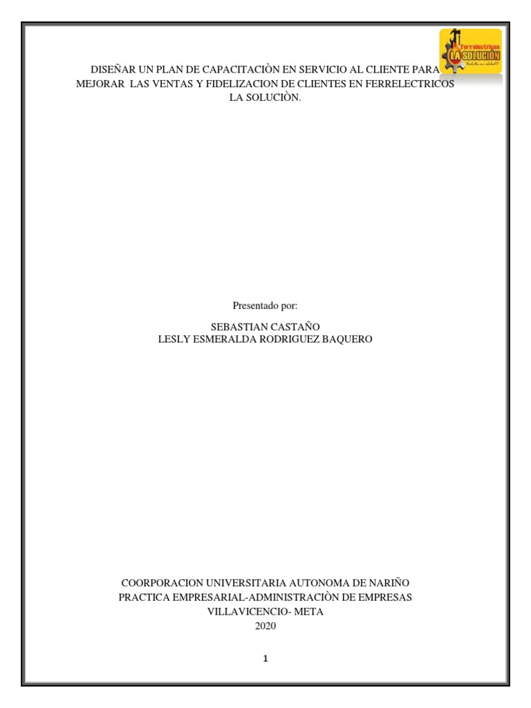 Plan de Capacitación en Servicio al Cliente | PDF | Marketing ...