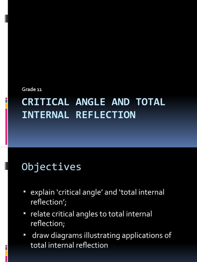 Critical Angle and Total Internal Reflection | PDF