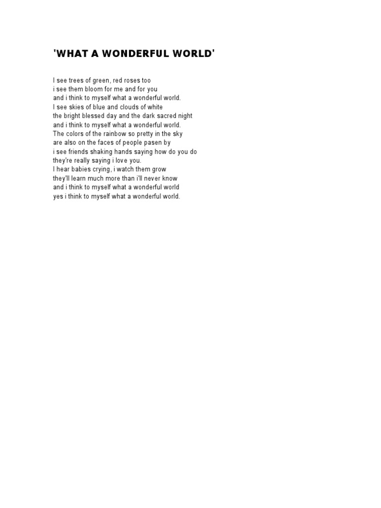 What A Wonderful World PDF