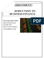 (Assignment) Introduction To Business Finance: M.Uzair Arfayeen