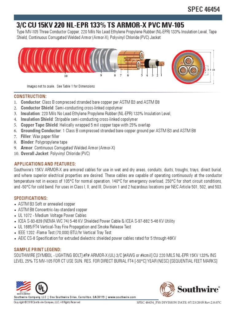 Data Sheet Southwire 3c500kcmil PDF Insulator (Electricity